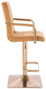 LuxuryForm DESIGN Barová stolička VERONA GOLD VELUR na zlatej hranatej základni - hnedá