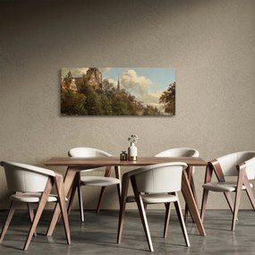 Obraz - Jan van der Heyden, View Down a Dutch Canal, reprodukcia (120x50 cm)