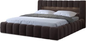 Manželská posteľ 140 cm Luxa (tmavohnedá) (s roštom, úl priest. a Led)