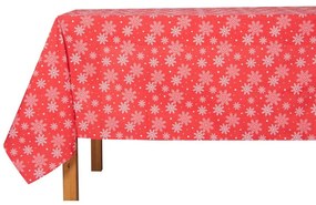Vianočný obrus White Snowflakes on Red, 130 x 180 cm