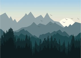 Sklenený obraz - Hory pohľadom grafika (70x50 cm)
