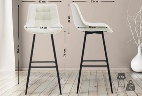 2x Barová stolička Dartford - zamat - Krémová
