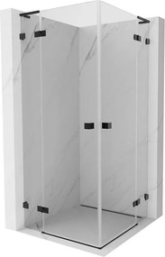 Mexen Lunar, L Duo výklopný sprchový kút 75 x 75 cm, 8mm číre sklo, čierny profil, 834L-075L-075P-70-00
