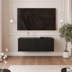 TV skrinka DOROTHY závesná 100cm čierna drážkovaná