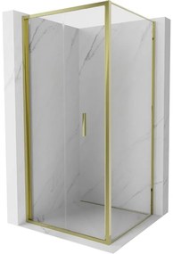 Mexen Exo, skladací sprchový kút 95 x 95 cm, číre sklo, zlatá, 816-095-095-50-00