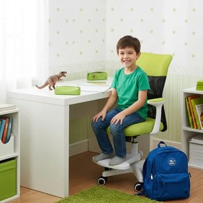 Detská stolička Neoseat MONKEY WHITE s podnožou — látka, biela / zelená