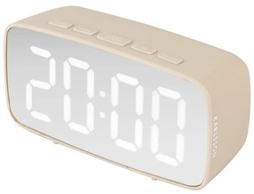 Štýlový digitálny LED budík Karlsson KA5876WG – zrkadlový displej, teplá sivá, 12 cm