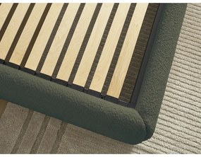 Tmavozelená čalúnená dvojlôžková posteľ s úložným priestorom/bez čela s roštom 160x200 cm Inera – Bobochic Paris