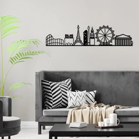 Kovová nástenná dekorácia 120x29 cm Cities - Wallity