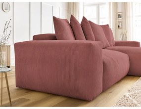 Ružová menčestrová rozkladacia/s úložným priestorom rohová pohovka Voltaire – Bobochic Paris