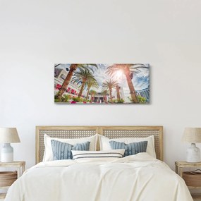 Obraz - palmy s bazénom (120x50 cm)