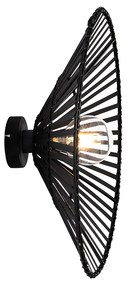 Orientálna nástenná lampa čierna bambus - Pua