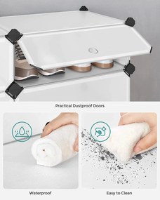 Stojan na topánky, plastový, s 10 priehradkami, biely