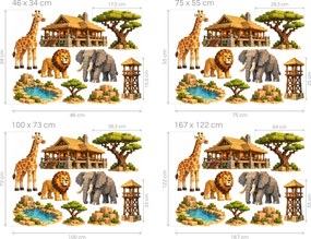 Minecraft Safari se žirafou a lvem arch 46 x 34 cm