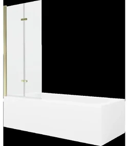 Mexen Vega obdĺžniková vaňa 170 x 70 cm s obkladom a 2-krídlovou zástenou 80 cm, Transparentné, Zlatá - 550117070X9208025000