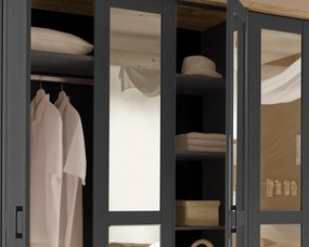 Šatníková skriňa Locarno, 5-dverová, grafit/dub artisan