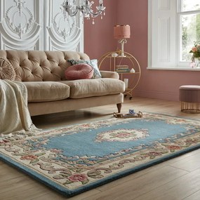 Modrý koberec z vlny Flair Rugs Aubusson, 120 × 180 cm
