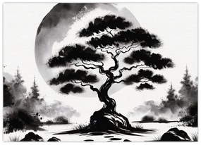 Obraz – Čiernobiela bonsai (70x50 cm)