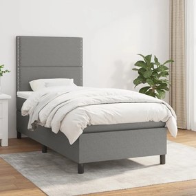 Boxspring posteľ s matracom tmavosivá 90x200 cm látka 3141666