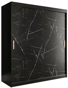 Skriňa Marmur T 180 čierna/mramor čierna
