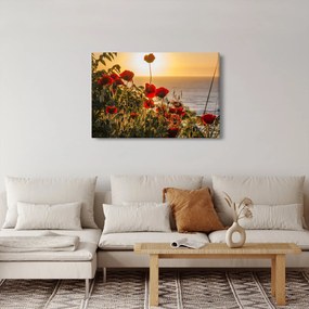 Obraz západu slnka s vlčími makmi (90x60 cm)