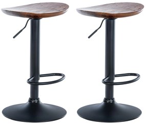 Design-Shop Barová stolička Skelde (SET 2 ks) - čierny rám, kov / masívne drevo - Orech
