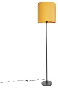 Stojaca lampa v štýle Art Deco čierna so žltým odtieňom 40 cm - Simplo