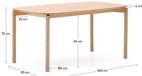 Jedálenský stôl v dekore jaseňa 90x160 cm Indara – Kave Home