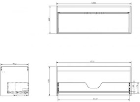 Mexen Box-A, závesná skrinka 120 cm, 1 zásuvka, dub, 91AX0-1200-470-1-81