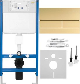Rea Rea, podomietkový WC systém K011A-Q + zlaté matné splachovacie tlačidlo typ T, KPL-E0055