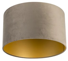 Zamatový tienidlo taupe 35/35/20 so zlatým vnútrom