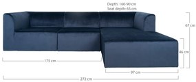 Dizajnová rohová sedačka Anahi tmavomodrý zamat - pravá