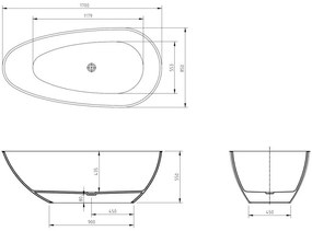 Mexen Glass, voľne stojaca priesvitná vaňa 170 x 85 cm, chrómová zátka, 58061708502
