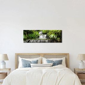 Obraz - Vodopád v dažďovom lese (s hodinami) (90x30 cm)