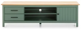 Zelený/v prírodnej farbe TV stolík z borovicového dreva 158x47 cm Miranda – Marckeric