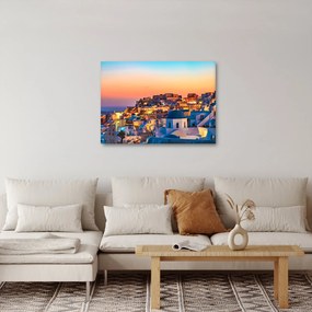 Obraz - Santorini pri zotmení (70x50 cm)