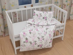 Biante Detské bavlnené posteľné obliečky do postieľky Sandra SA-476 Ružové lapače snov a ruže II. Do postieľky 90x120 a 40x60 cm