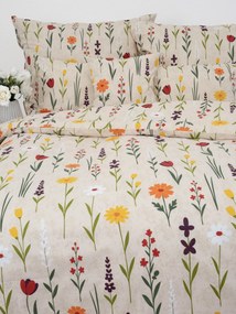 Francúzske bavlnené obliečky Renforcé - Rozkvitnutá lúka prírodná