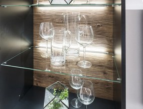 Vysoká vitrína Boston, čierna/dub ribbeck, s osvetlením, ľavá