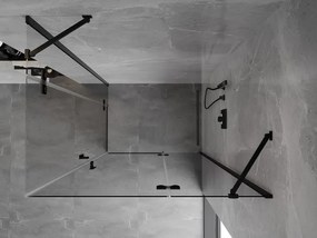 Mexen Mist-H Duo, 2-krídlový výklopný sprchový kút 80 x 105 cm, číre sklo, čierny profil, 8A5-080L-105P-70-00