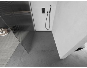 Mexen Kioto, sprchová zástena Walk-In 100 x 200 cm, 8mm sklo s rebrovým vzorom, grafitový profil, 800-100-101-95-09