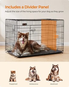 FEANDREA Klietka pre psa FEANDREA, prepravka pre psa s 2 dvierkami, 122 x 74,5 x 80,5 cm, čierna PPD48BK