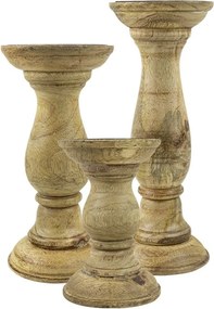 Drevený svietnik Manu z mangového dreva S - Ø 10*20cm