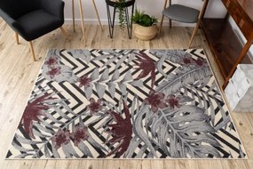 Koberec HEOS 78540 krém / bordo LÍSTIE DŽUNGĽA