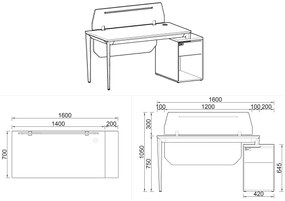 Kancelársky stôl so skrinkou Houseland Profit Max 03 1607 dub/biela