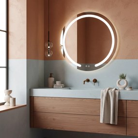 Rea Zrkadlo Modern ⌀80 cm s vyhrievaním a regulovateľným LED osvetlením HOM-00906