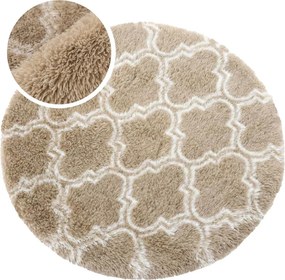 TZ Béžový okrúhly vzorovaný koberec shaggy Decor Latern Rozmer: 140 cm