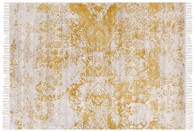 Viskózový koberec 140 x 200 cm žltá/béžová BOYALI Beliani