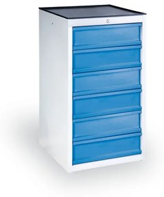 Prístavný dielenský zásuvkový kontajner na náradie GÜDE, 6 zásuviek, 1100 x 570 x 590 mm, modrá