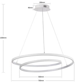 Brilagi-LED Stlmiteľný luster na lankách TWISTER LED/75W/230V pr. 70 cm biela + diaľkový ovládač